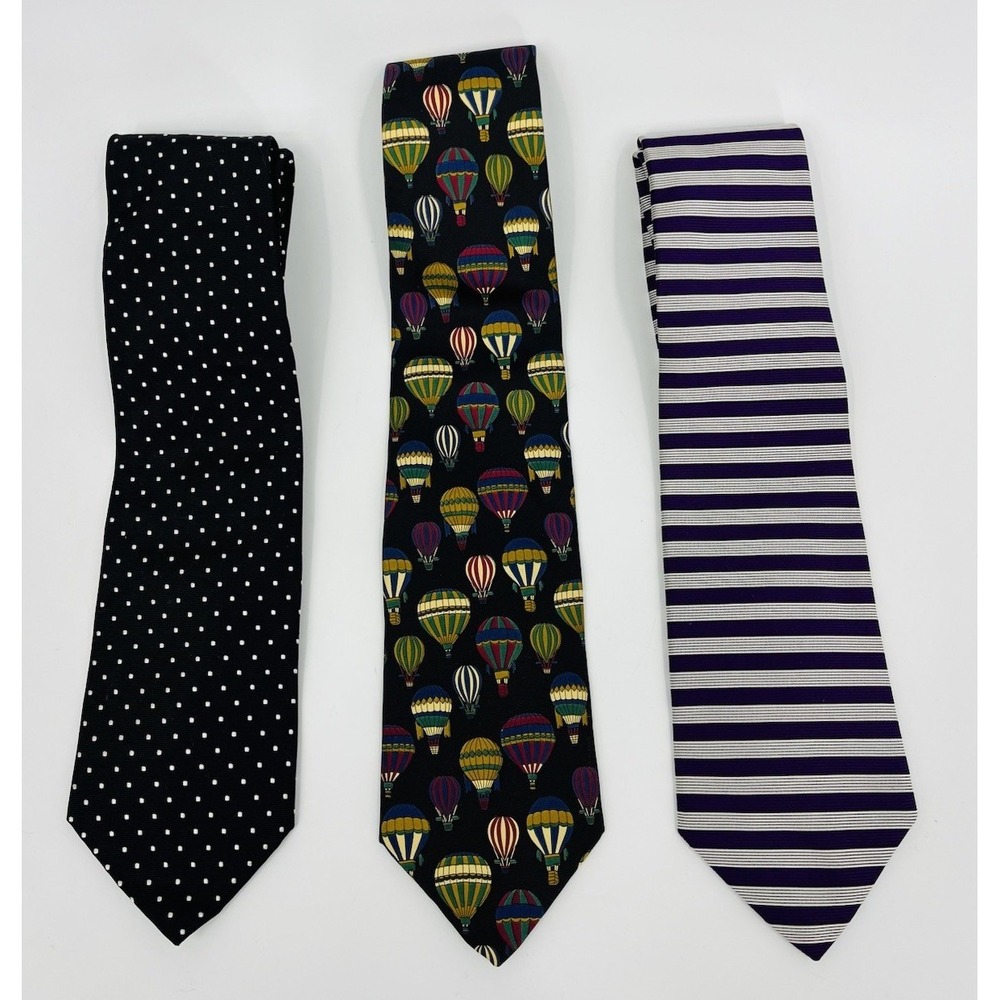 Lot of 3 Brooks Brothers 100% Silk Ties Some Makers Striped Hot Air Balloons